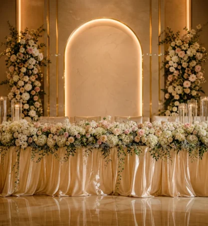 Украса за младоженска маса - за повече информация: Vip Wedding - сватбена агенция Бургас